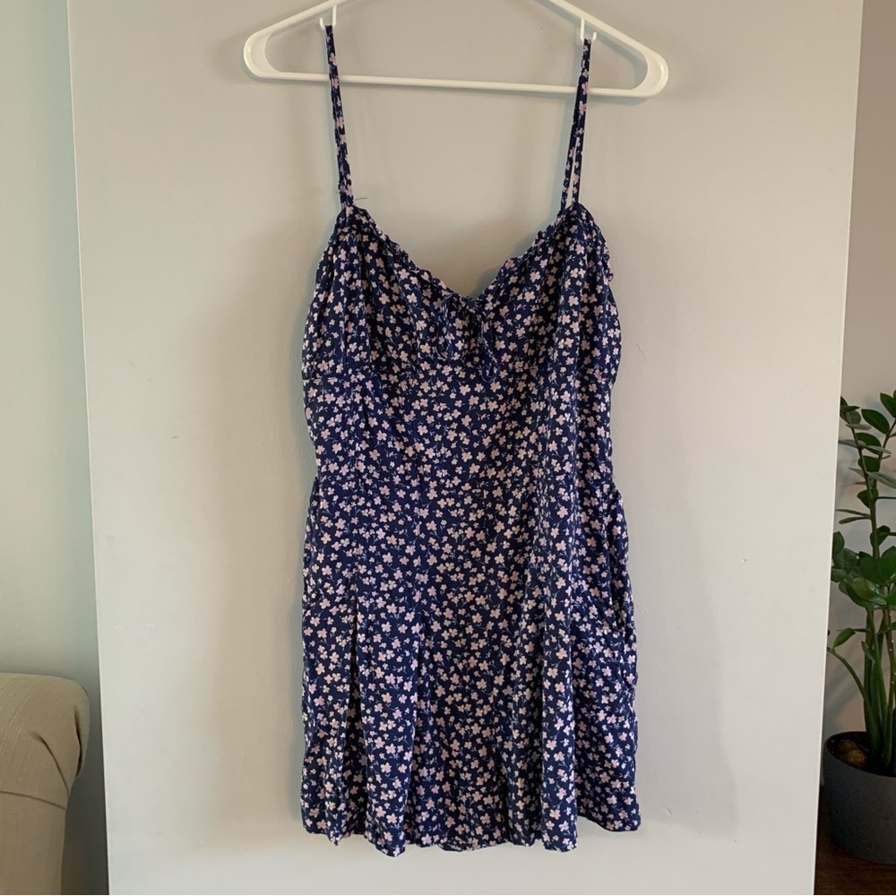Romper Floral Print Blue Pink Pockets Spaghetti Straps LA Hearts Womens Size XXL